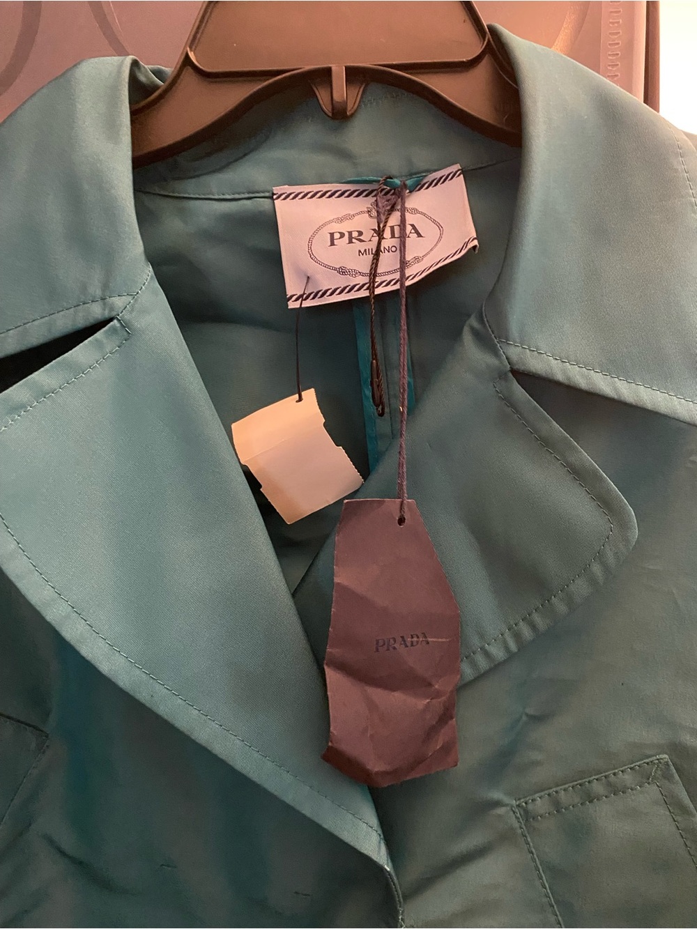 NWT, Prada Teal Lightweight Crop Jacket